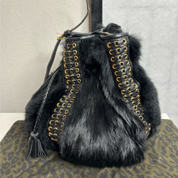 Rebecca Minkoff Utility Convertible Bucket Shoulder Crossbody Bag Braided Fur - Picture 3 of 10